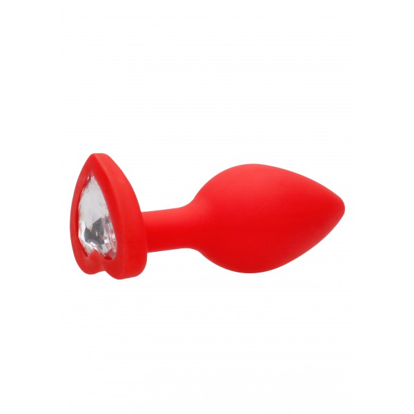 Plug Bijou Anal Silicone Vermelho Coração 6 x 2,8 cm