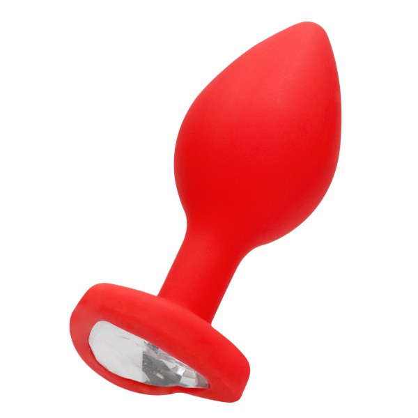 Plug Bijou Anal Silicone Vermelho Coração 6 x 2,8 cm