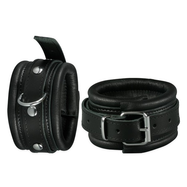 Leather ankle cuffs 5cm Black