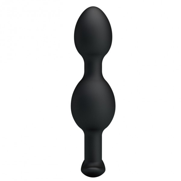 Plug anal de silicona con doble bola pesada 12,5 x 3,3 cm