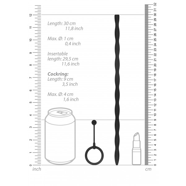 Haste de Uretra de Silicone 29cm - 10mm