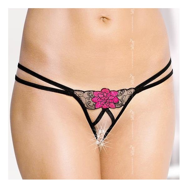 BEGNINA Open Tanga - Black and pink