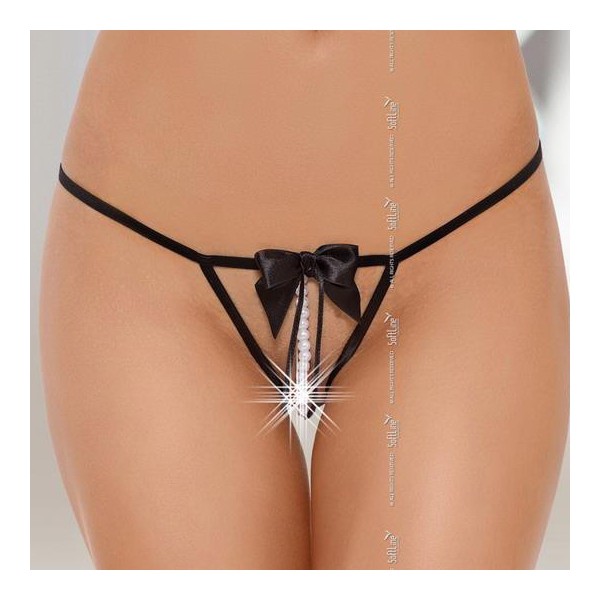 Thong with pearls AZZURA - Black