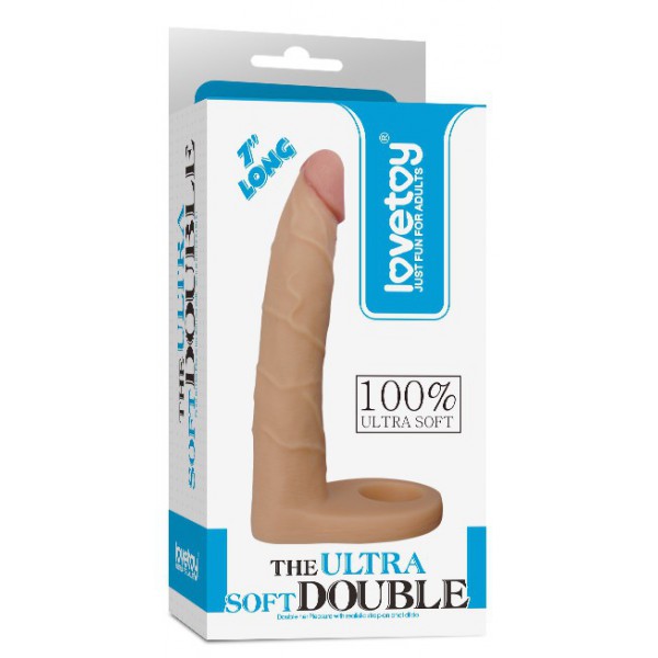 Double Dildo Cockring - 15.5 x 2.9 cm Flesh