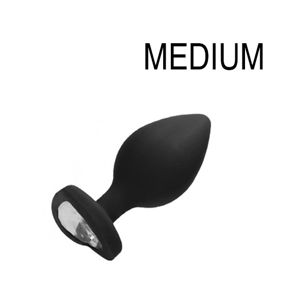 Plug Bijou Anal Cuore in silicone nero 7 x 3,5 cm