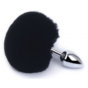 Kiotos Bunny Tail Plug 6 x 2.7 cm Black