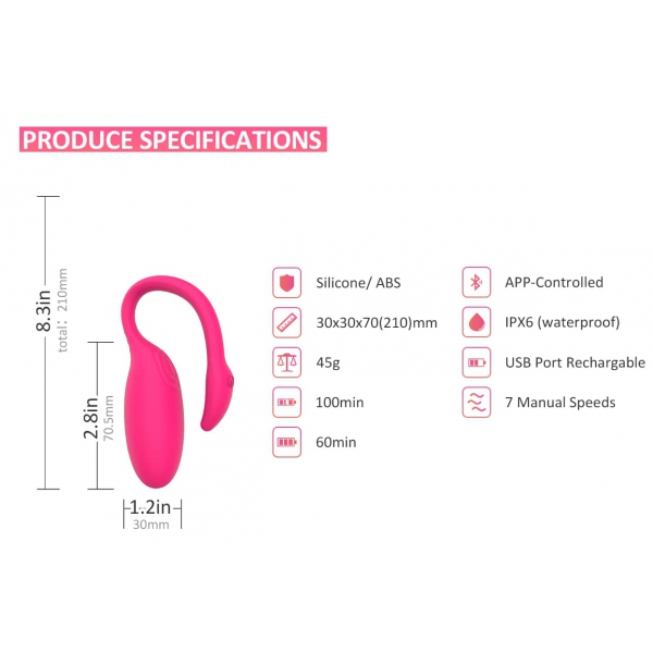 Huevo vibrador Flamingo con mando a distancia 7,2 x 3 cm