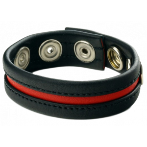 Prowler RED Leather Cockring 3 snaps black-Red