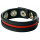 Leather Cockring 3 snaps black-Red