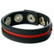 Leather Cockring 3 snaps black-Red