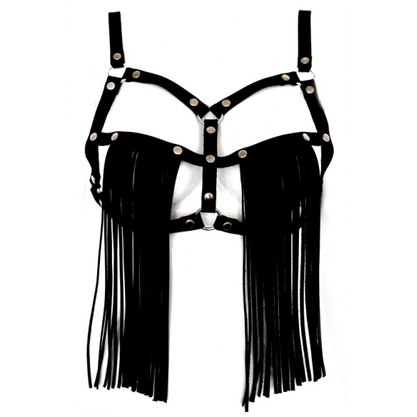 LEATHER BRA WITH FRINGES