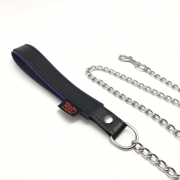 Leather leash with handle 1m Black