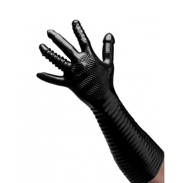 Pleasure Fister Long Textured Glove Black