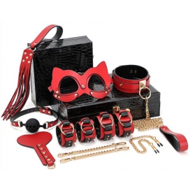 KinkHarness BDSM Luxury Box Set 8 Peças Black-Red