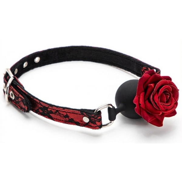 Ball gag with Red Bud Gag Rose