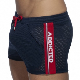 Navy Blue Waistband Mesh Short