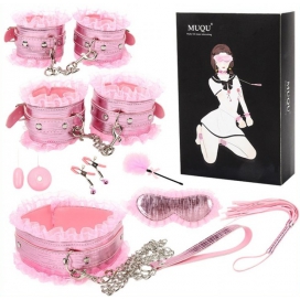 Conjunto de encaje Bdsm Light 8 piezas Rosa