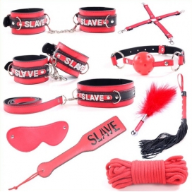 10-teiliges Slave-Kit Schwarz-Rot