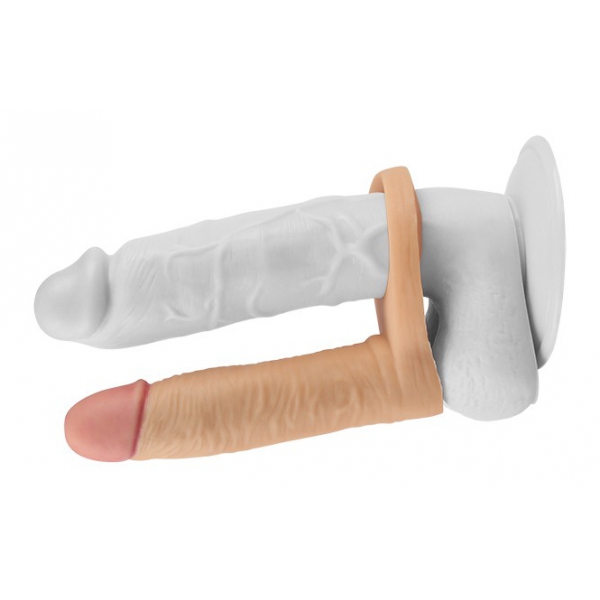 Double Dildo Cockring - 12.5 x 2.9 cm Flesh