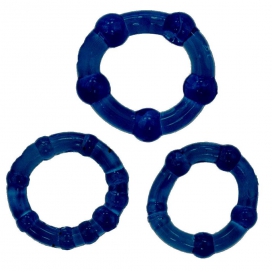 Pacote de 3 mini anéis azuis de pénis macios