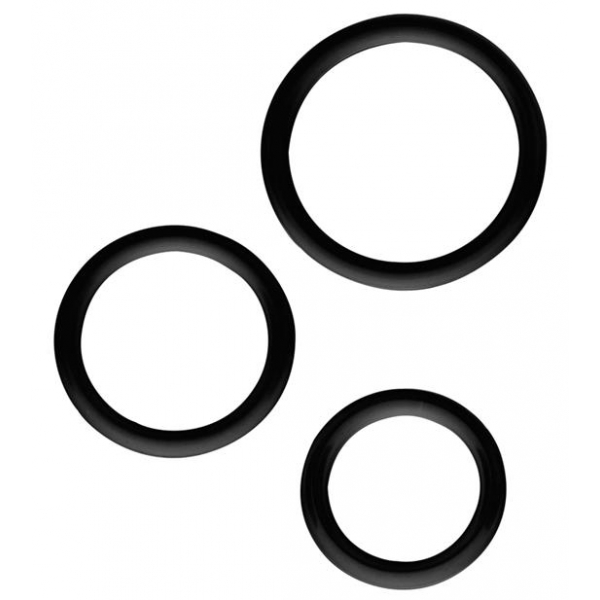 Set of 3 Magnum Force Black Silicone Cockrings