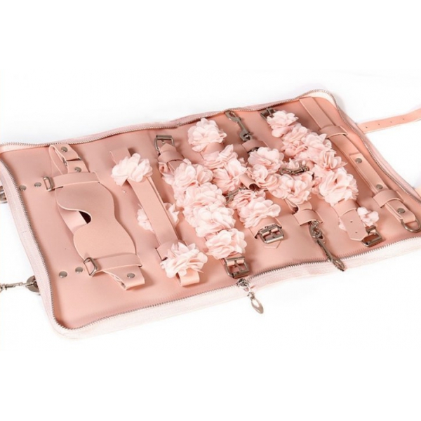 Kit bondage con fiori di pizzo rosa