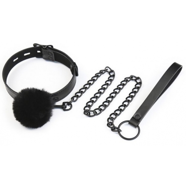 Ball Top Collar and Leash Black