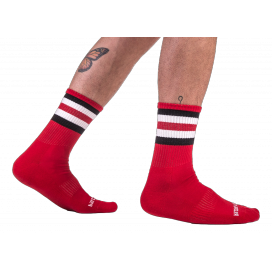 Half Socks Stripes Socken Rot Schwarz Weiß