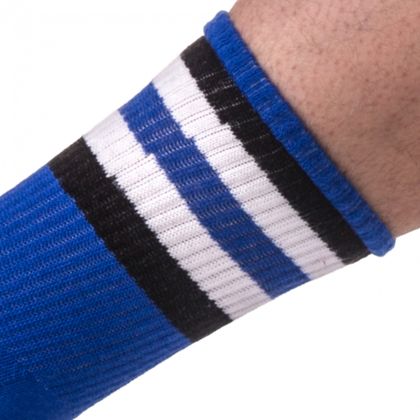 Socken Halb Fetisch Streifen Blau Schwarz Weiß