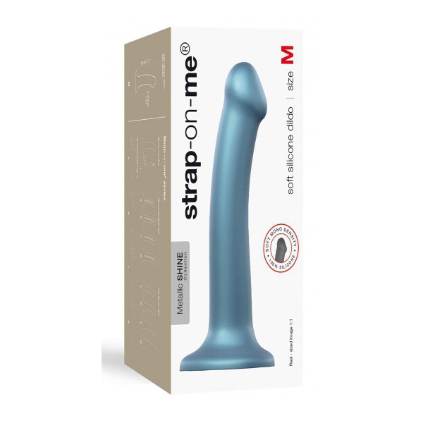 Dildo Strap-On-Me M 16 x 4 cm Brilho Metálico Azul