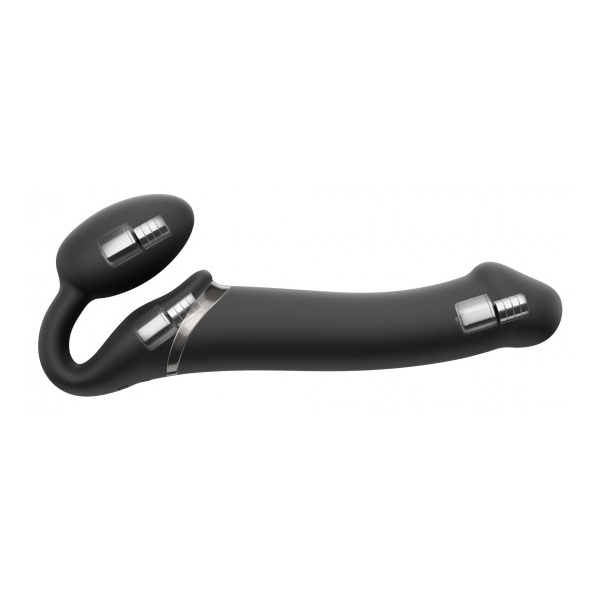 Dildo vibrante Strap-On 3 Motori L 16 x 3,7 cm Nero