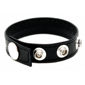 Leather Cockring Luxe 4 snaps Black
