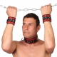 Leather handcuffs - Red-Black