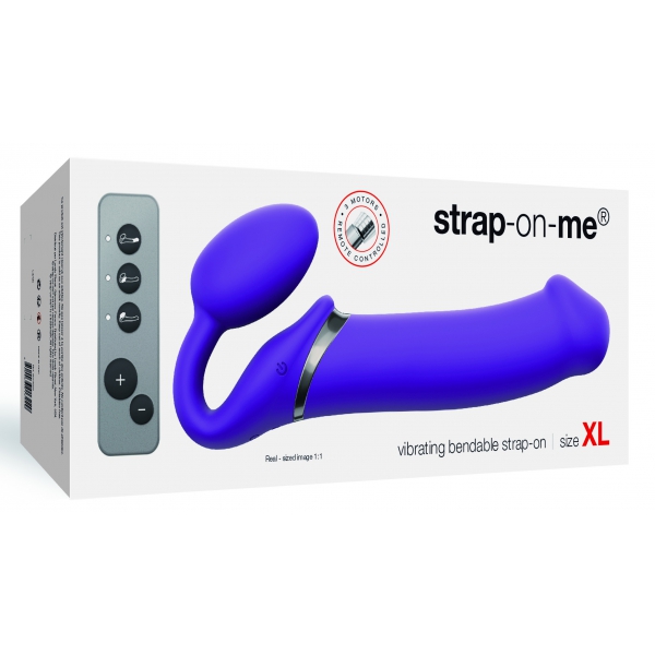 Dildo vibrante STRAP-ON 3 Motors XL 16 x 4,5 cm viola