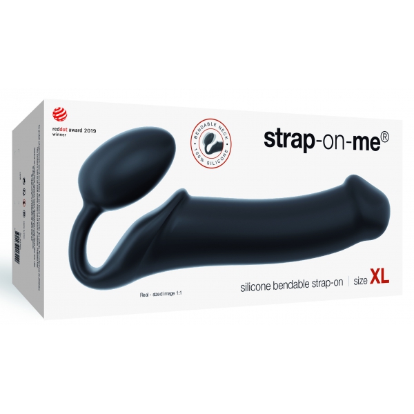 Consolador + Plug STRAP-ON-ME Bendable XL 16 x 4,5 cm Negro