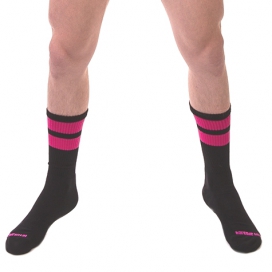 Barcode Berlin Chaussettes Gym Socks Noir-Rose fluo