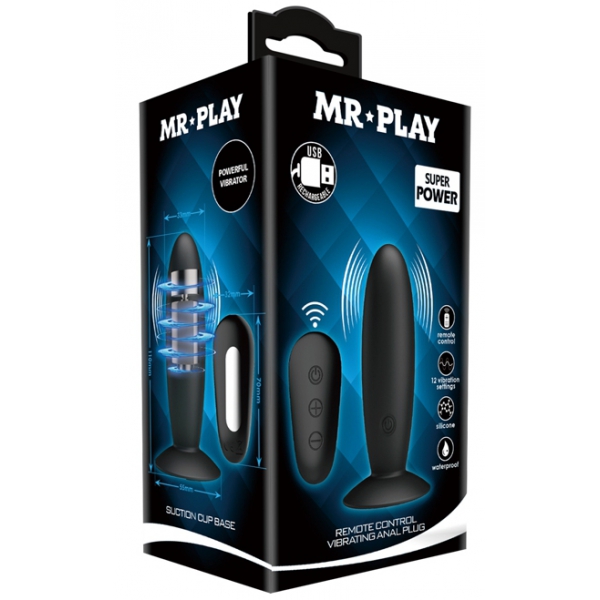 Ficha vibratória com controlo remoto VIBES CONTROL Mr Play 10 x 3,3cm