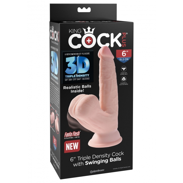 Realistic 3D Dildo Cock Swinging Balls 13 x 4.2 cm