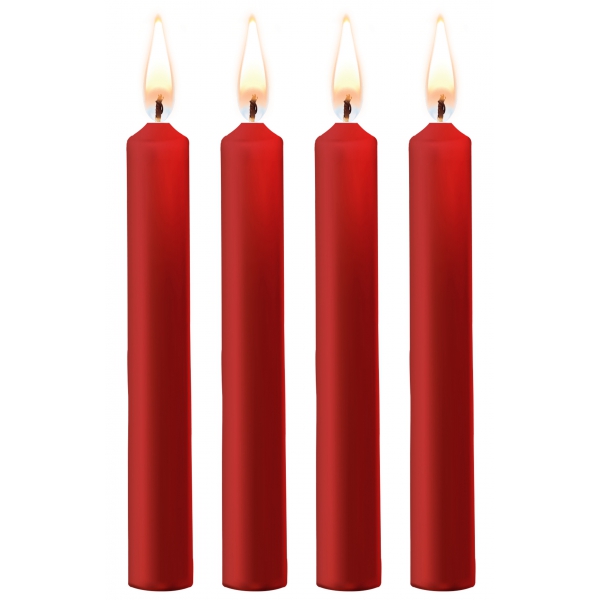 Juego de 4 mini velas de cera SM rojas