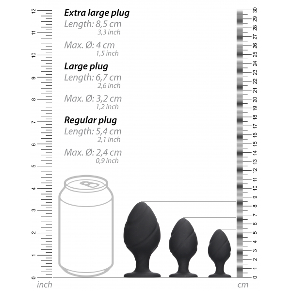 Conjunto de 3 tampões de silicone rodados