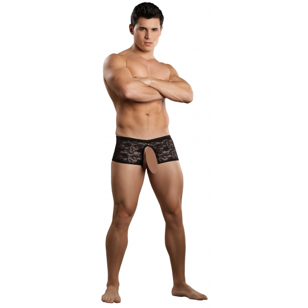 Crocthless Lace Bottomless Boxer Brief Negro