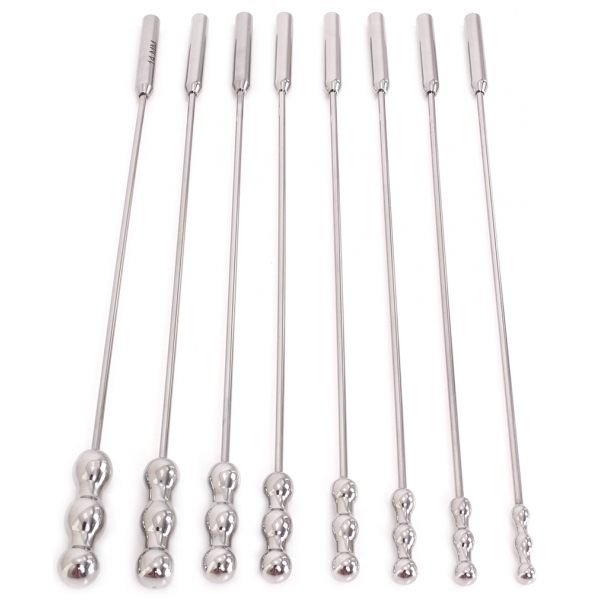 Lot de 8 tiges d'urètre Dilator Beads 28cm - Diamètre de 7 à 14mm