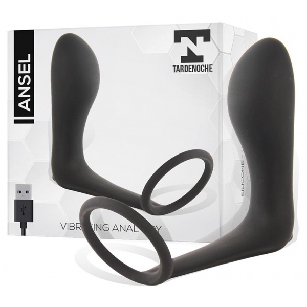 Ansel Vibrating Cockring + Plug 9 x 3 cm - Ring 36mm