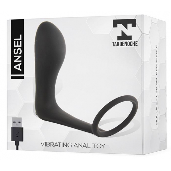 Ansel Vibrating Cockring + Plug 9 x 3 cm - Ring 36mm