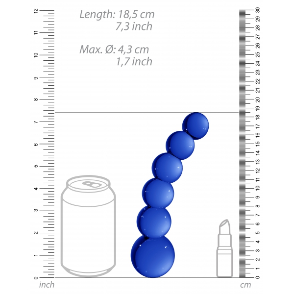 Planets Blue glass dildo 18 x 4.3 cm