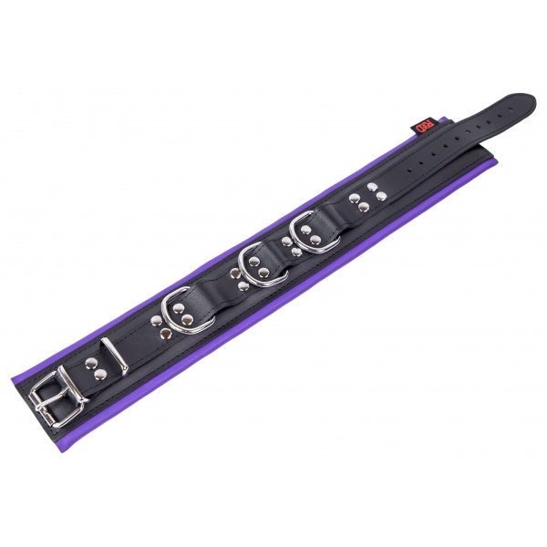 Gepolstertes Halsband aus Leder 3 Ringe D Violett