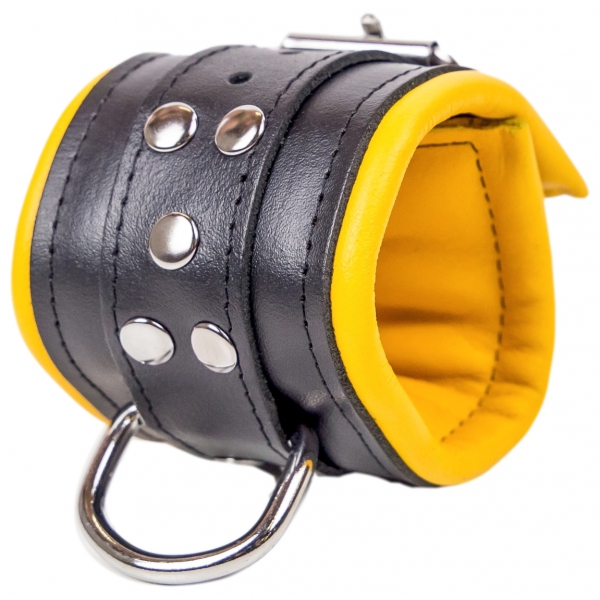 Manette in pelle imbottite Nero-Giallo