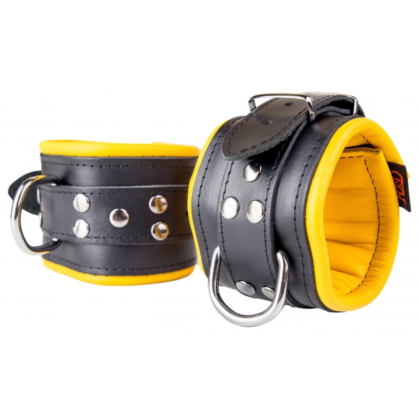 Leather Foot Cuff - Padded - Black/Yellow