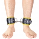 Padded Leather Ankle Cuffs Black-Yellow