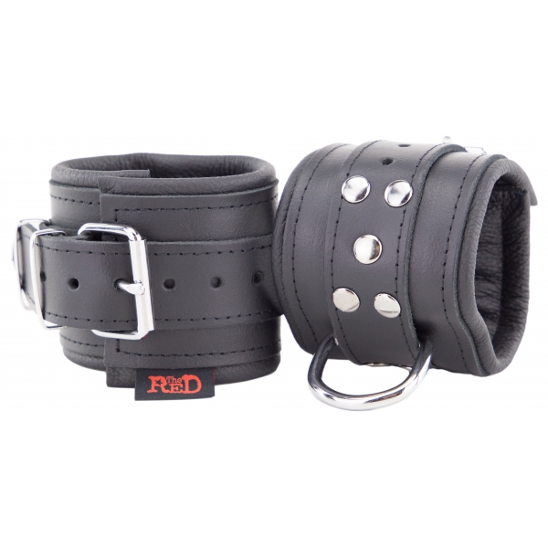 Padded leather handcuffs for wrists Black